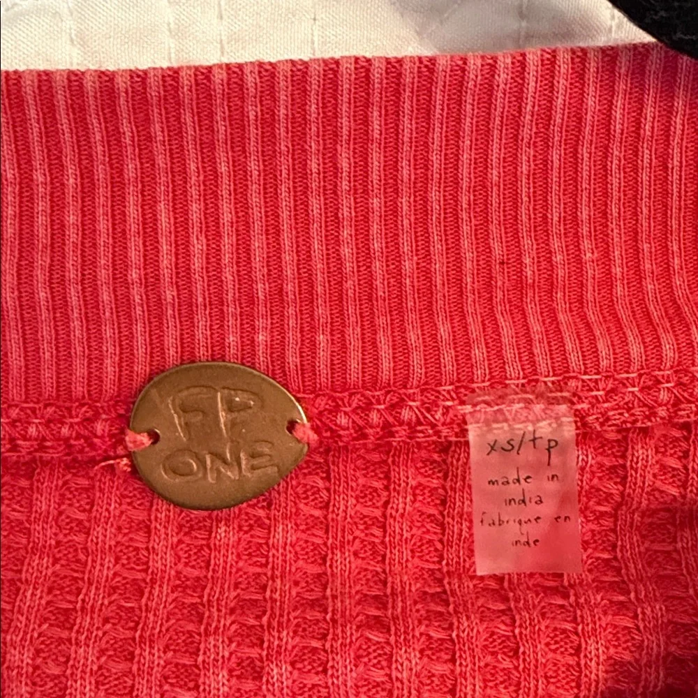 Free People Sweater Waffle-Knit Coral Side Ties XS